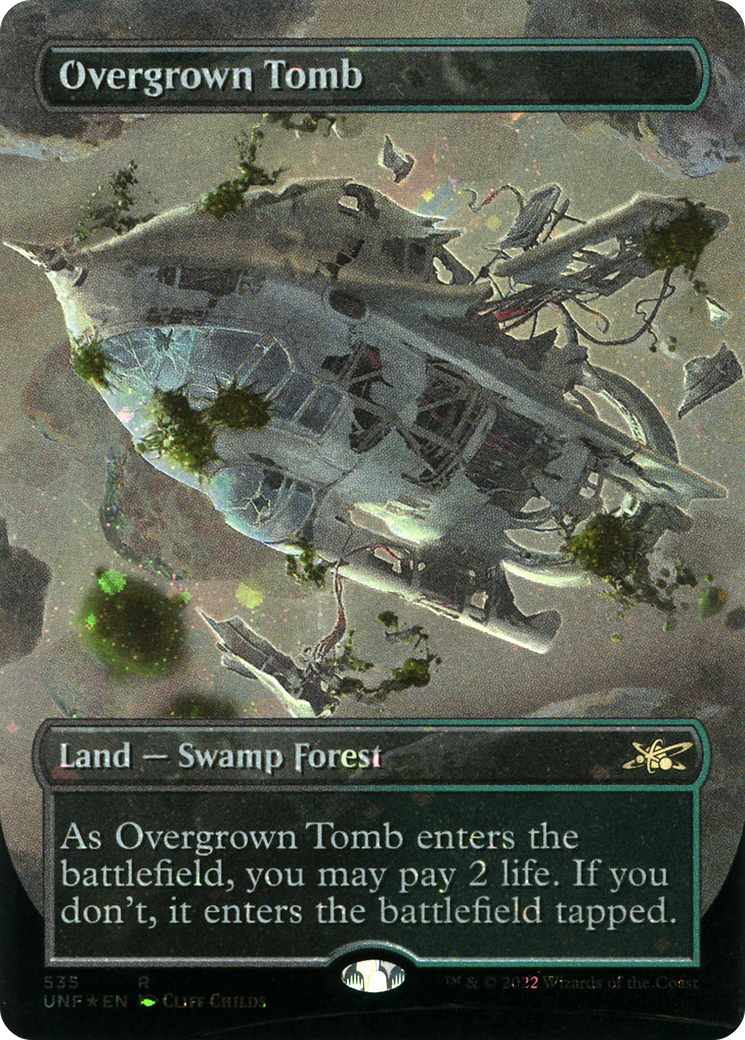 Overgrown Tomb (Borderless) (Galaxy Foil) - [Unfinity] Foil