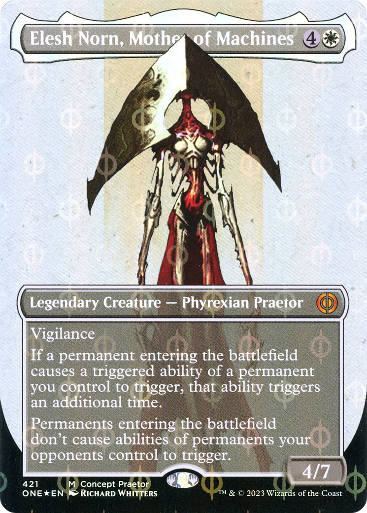 Elesh Norn, Mother of Machines (Concept Praetor) (Step-and-Compleat Foil) - Phyrexia: All Will Be One (Borderless) Foil