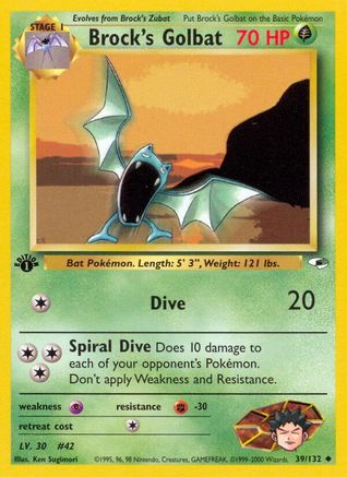 Brock's Golbat 039  - Unlimited Gym Heroes - Uncommon
