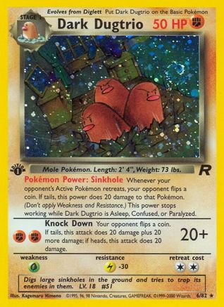 Dark Dugtrio (6) (6) 006  - Unlimited Holofoil Team Rocket - Holo Rare