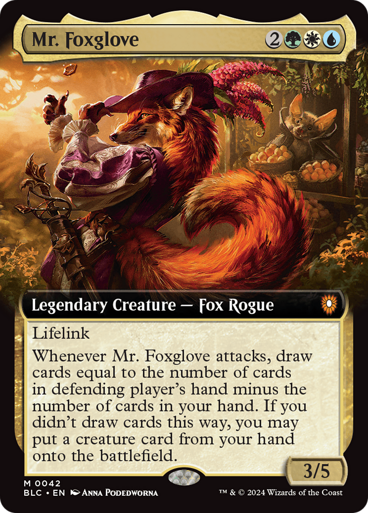 Mr. Foxglove (Extended Art) - [Bloomburrow Commander]: (Extended Art)