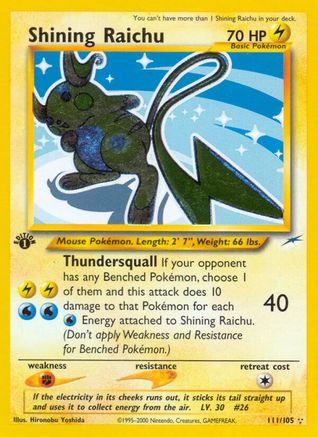 Shining Raichu  - Unlimited Holofoil Neo Destiny - Secret Rare