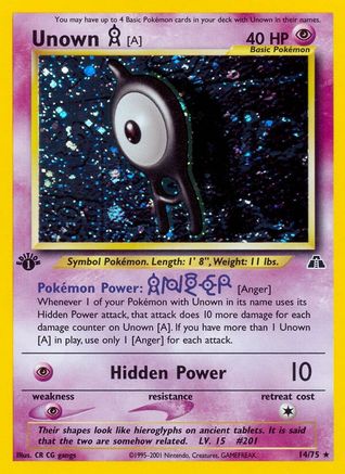 Unown [A] (14) (14) 014 [Neo Discovery]  - 1st Edition Holofoil