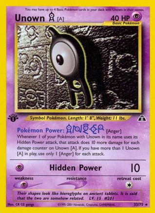 Unown [A] (33) [Neo Discovery]  - 1st Edition