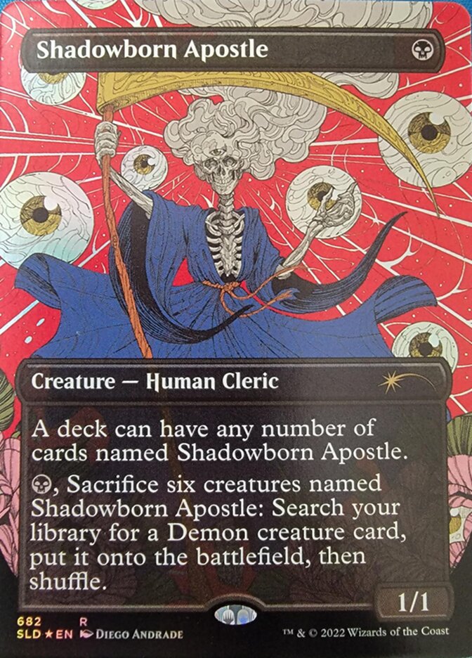 any number of cards named mtg Shadowborn Apostle (Borderless) (682) [Secret Lair Drop Promos]