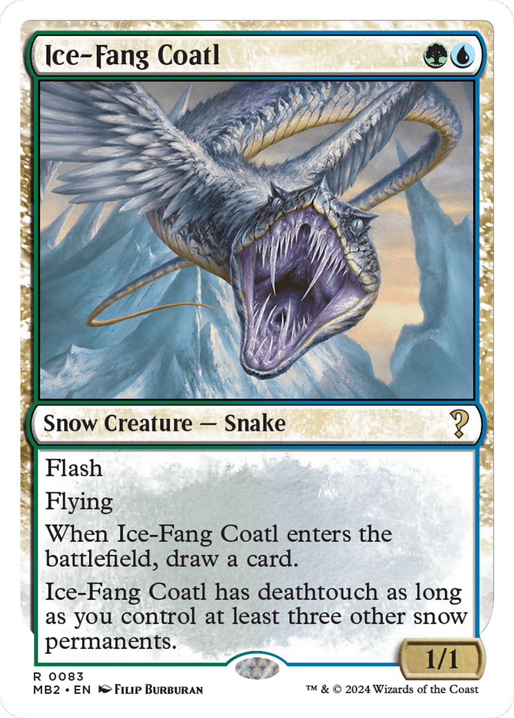 Ice-Fang Coatl (White Border): (snow) [Mystery Booster 2]