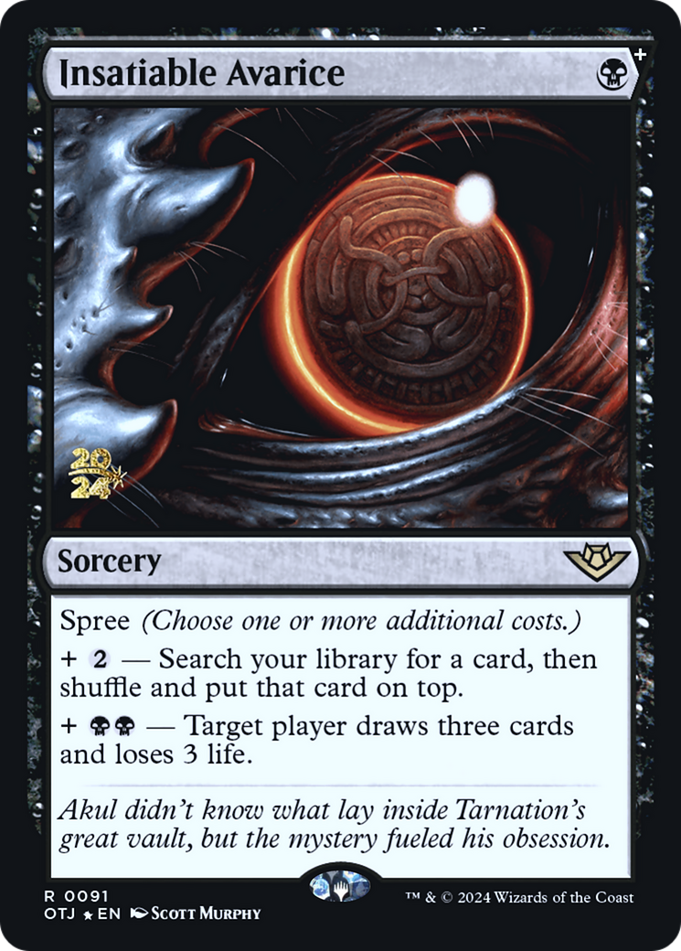 Insatiable Avarice [Outlaws of Thunder Junction Promos] Foil