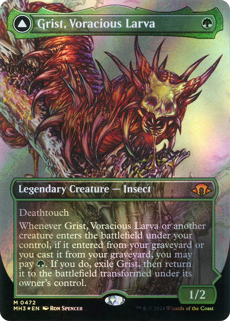 Grist, Voracious Larva (Borderless) (Textured Foil) [Modern Horizons 3] Foil