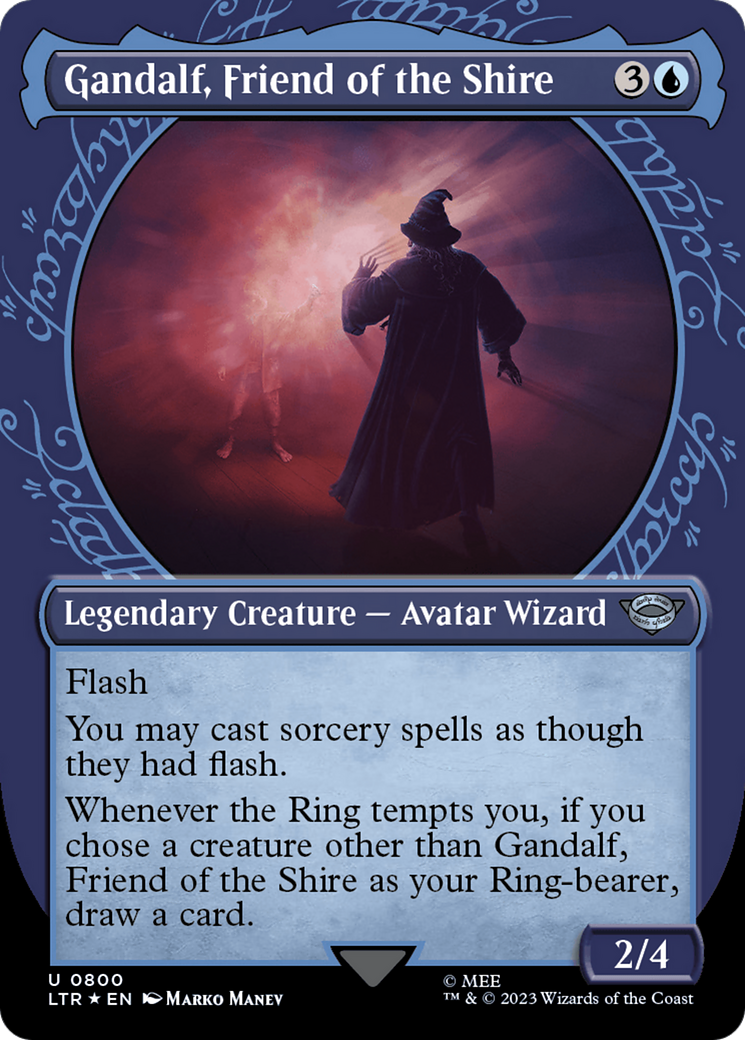 Gandalf, Friend of the Shire (Showcase) (Surge Foil): (Showcase) (Borderless) [The Lord of the Rings: Tales of Middle-earth] Foil