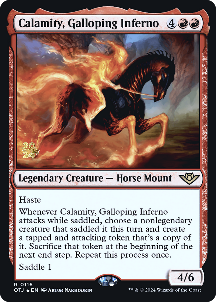 Calamity, Galloping Inferno - Outlaws of Thunder Junction Promos Foil