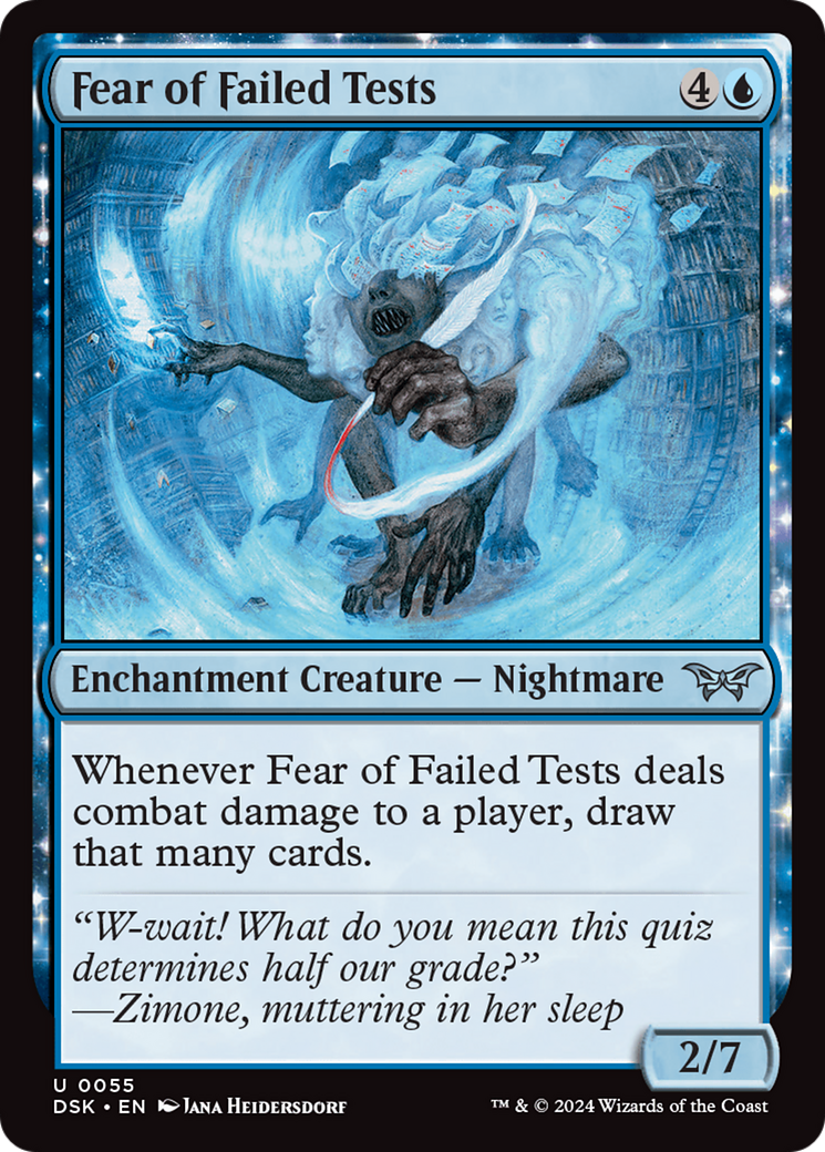 Fear of Failed Tests: (enchantment) [Duskmourn: House of Horror]