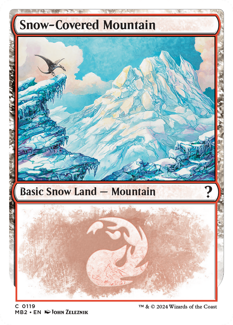 Snow-Covered Mountain (White Border) - [Mystery Booster 2]: (snow)