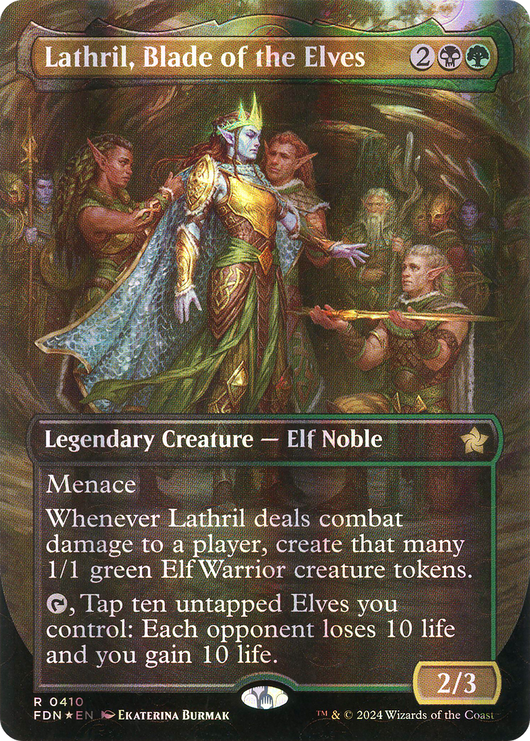Lathril, Blade of the Elves (Borderless) (Mana Foil) - [Foundations] Foil
