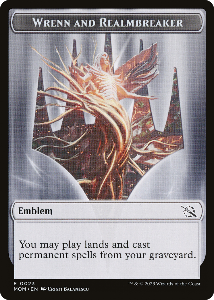 Warrior // Wrenn and Realmbreaker Emblem Double-Sided Token [March of Warrior // Wrenn and Realmbreaker Emblem Double-Sided Token [March of