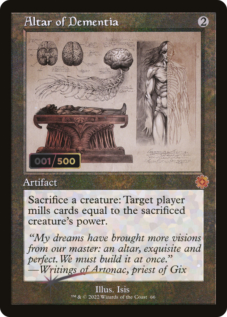 Altar of Dementia (Schematic) (Serial Numbered) - The Brothers' War Retro Artifacts Foil