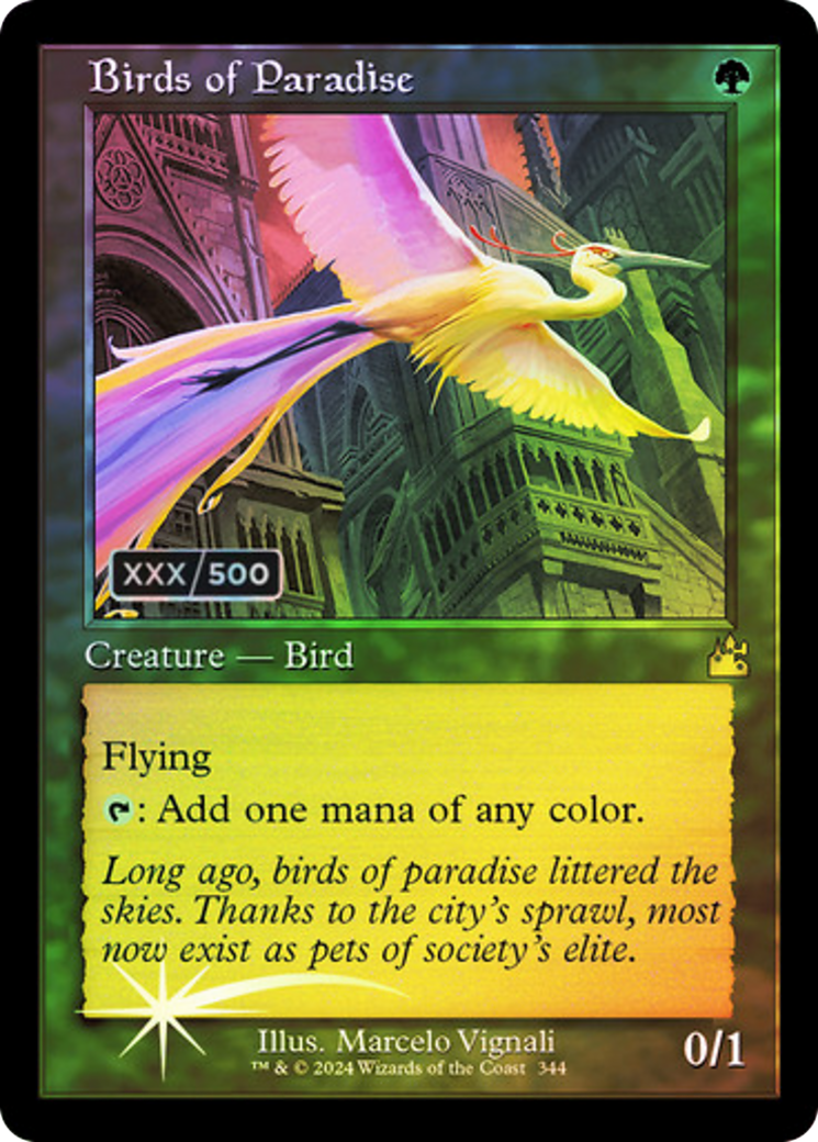 Birds of Paradise (Retro Frame) (Serial Numbered) - Ravnica Remastered Foil