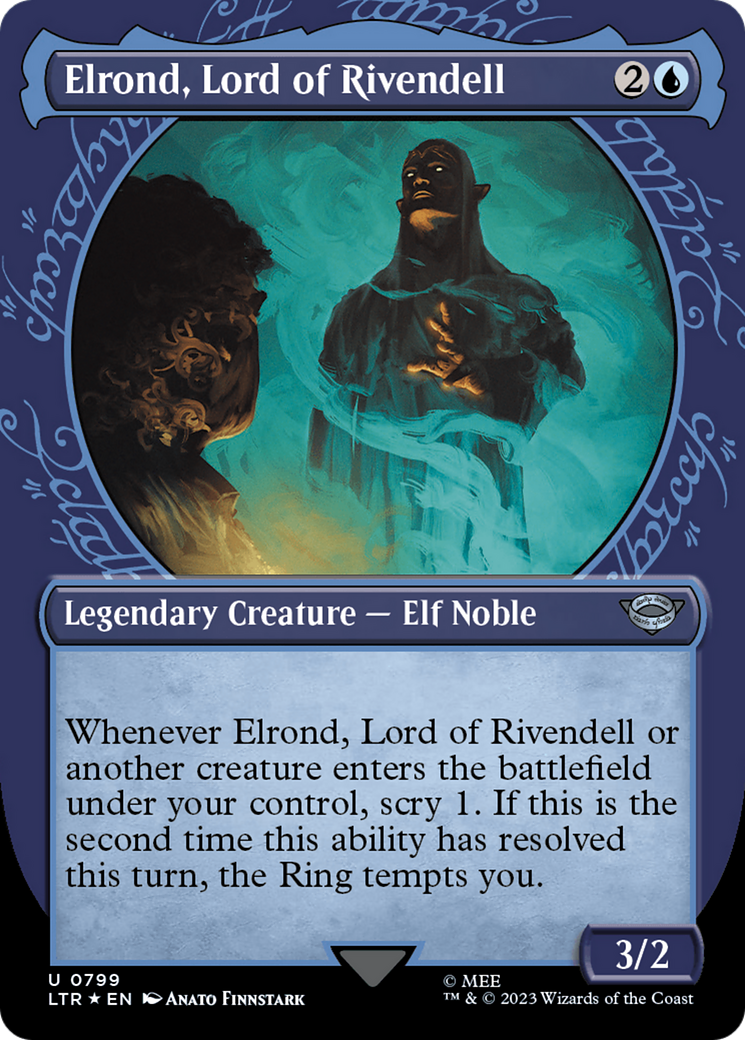 Elrond, Lord of Rivendell (Showcase) (Surge Foil): (Showcase) (Borderless) [The Lord of the Rings: Tales of Middle-earth] Foil