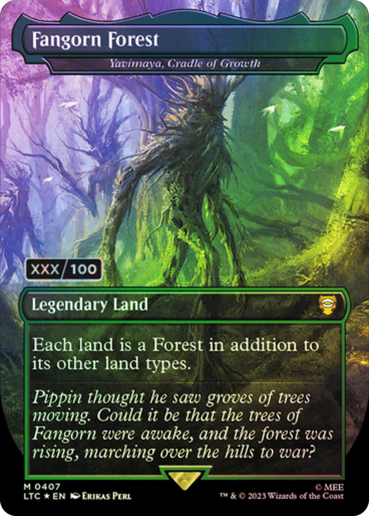 Fangorn Forest - Yavimaya, Cradle of Growth (Serial Numbered) (Borderless) [Tales of Middle-earth Commander] / Fangorn Forest Foil