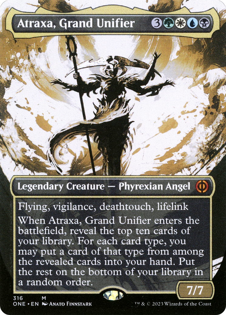 Atraxa, Grand Unifier (Showcase) - [Phyrexia: All Will Be One]: (Showcase) (Borderless)