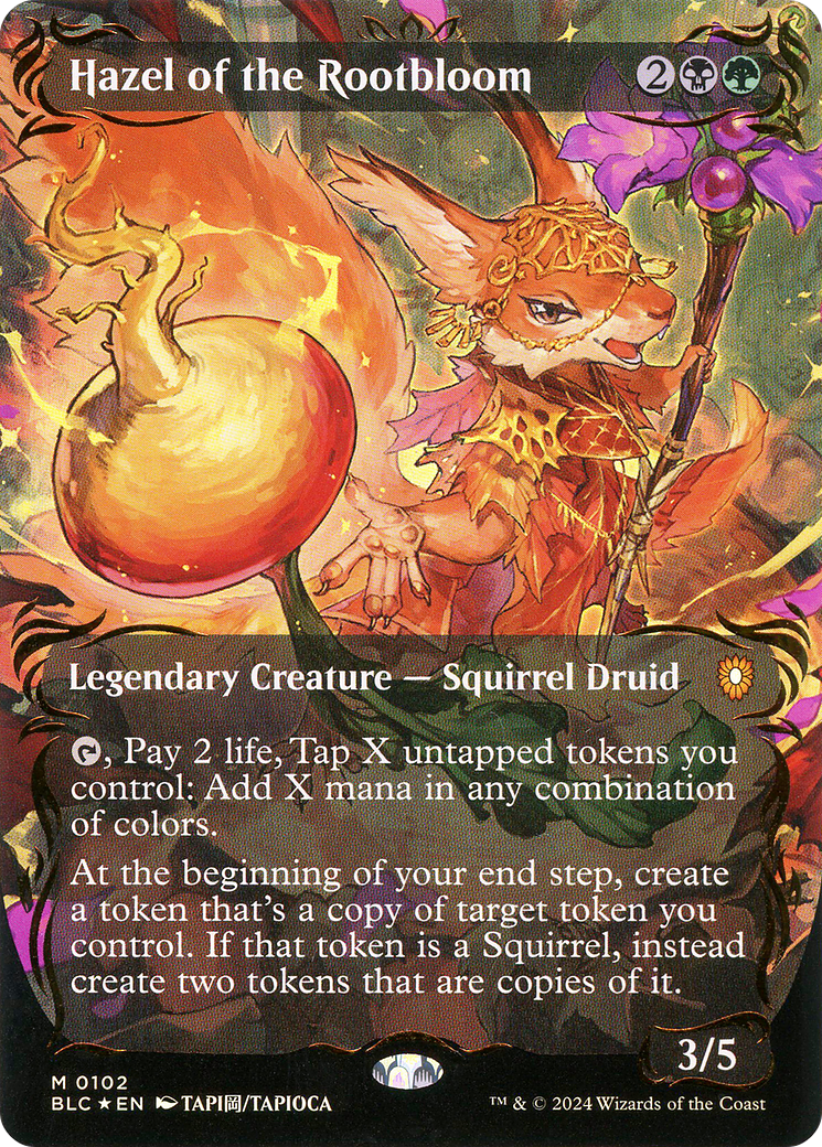 Hazel of the Rootbloom (Borderless) (Raised Foil) [Bloomburrow Commander] Foil