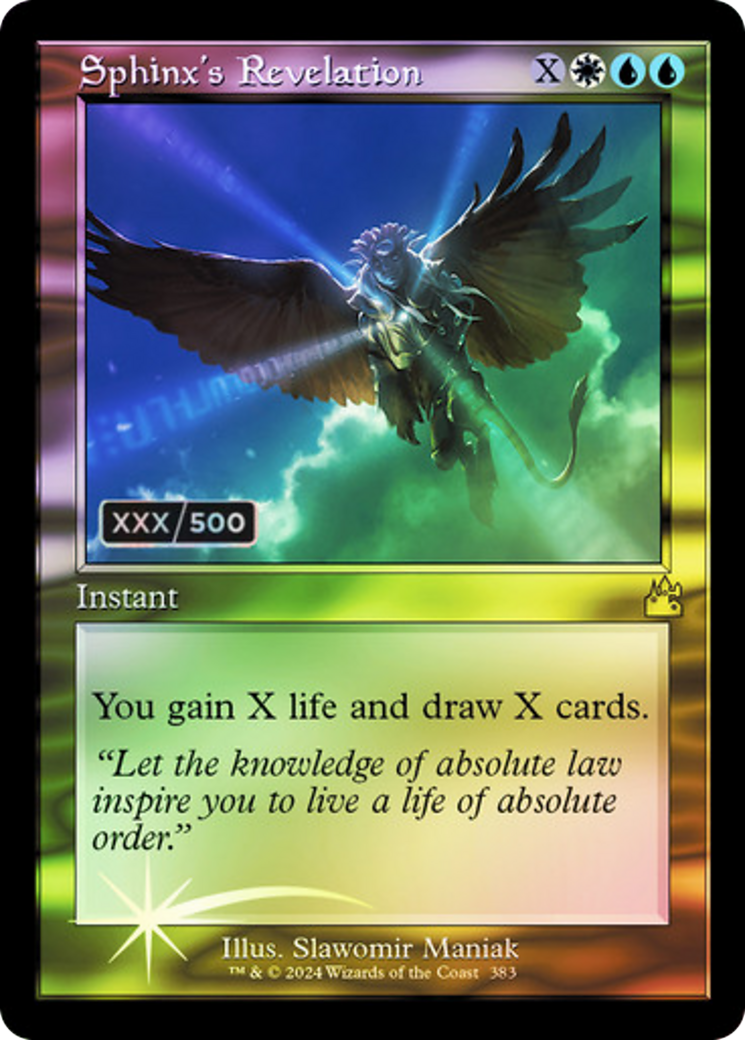 Sphinx's Revelation (Retro Frame) (Serial Numbered) - [Ravnica Remastered] Foil