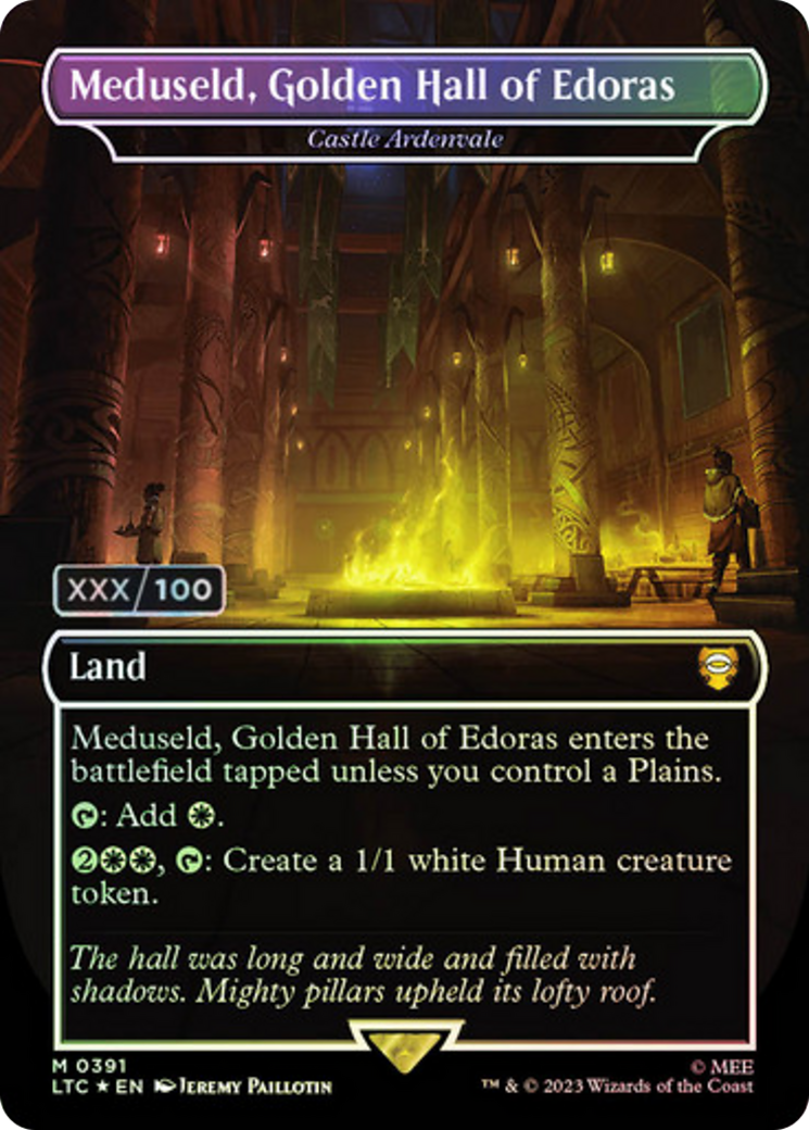 Meduseld, Golden Hall of Edoras - Castle Ardenvale (Serial Numbered) - [Tales of Middle-earth Commander] / Meduseld, Golden Hall of Edoras (Borderless) Foil