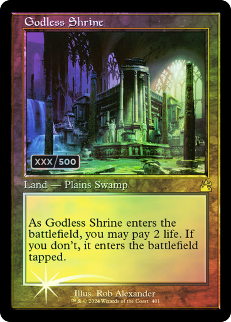Godless Shrine (Retro Frame) (Serial Numbered) [Ravnica Remastered] Foil