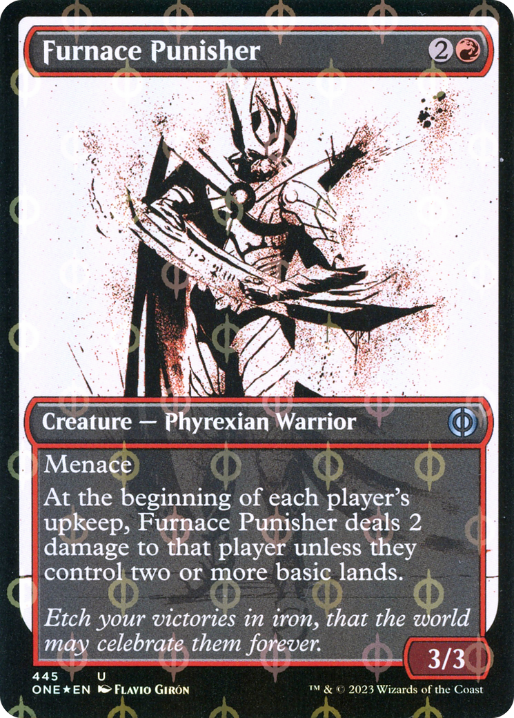 Furnace Punisher (Showcase) (Step-and-Compleat Foil): (Showcase) [Phyrexia: All Will Be One] Foil