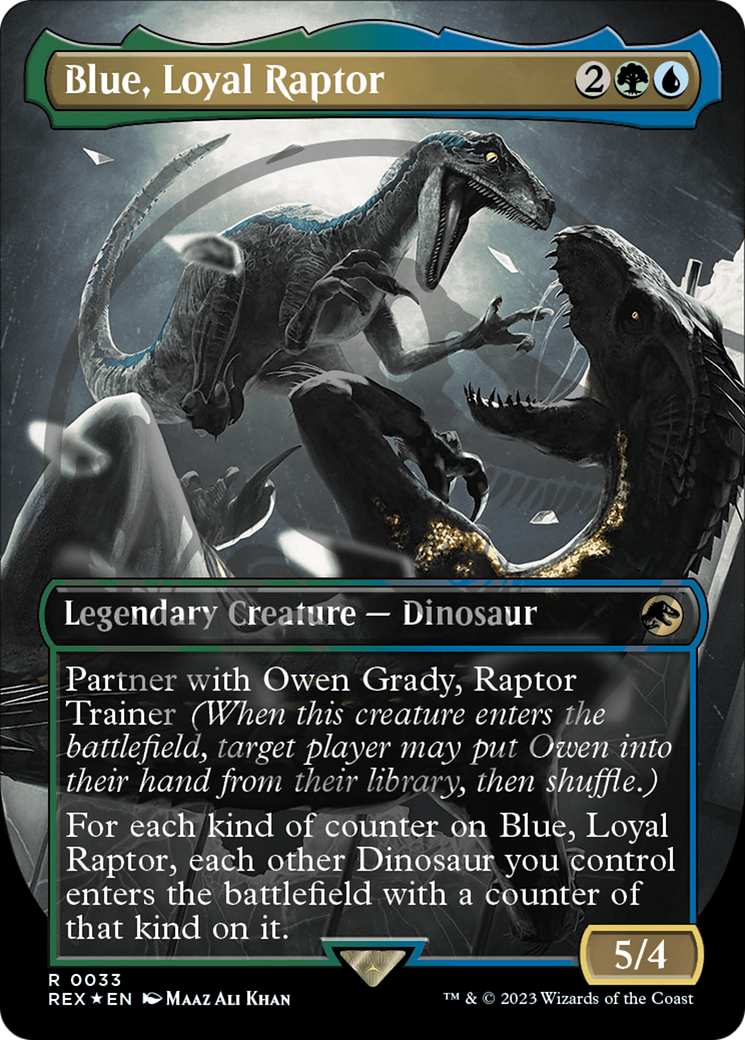 Blue, Loyal Raptor (Borderless) (Emblem) - Jurassic World Collection Foil