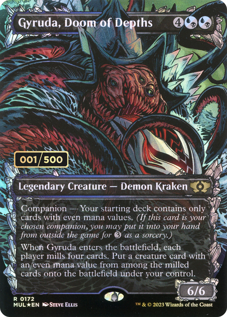 Gyruda, Doom of Depths (Serial Numbered): (Showcase) (Borderless) [Multiverse Legends] Foil