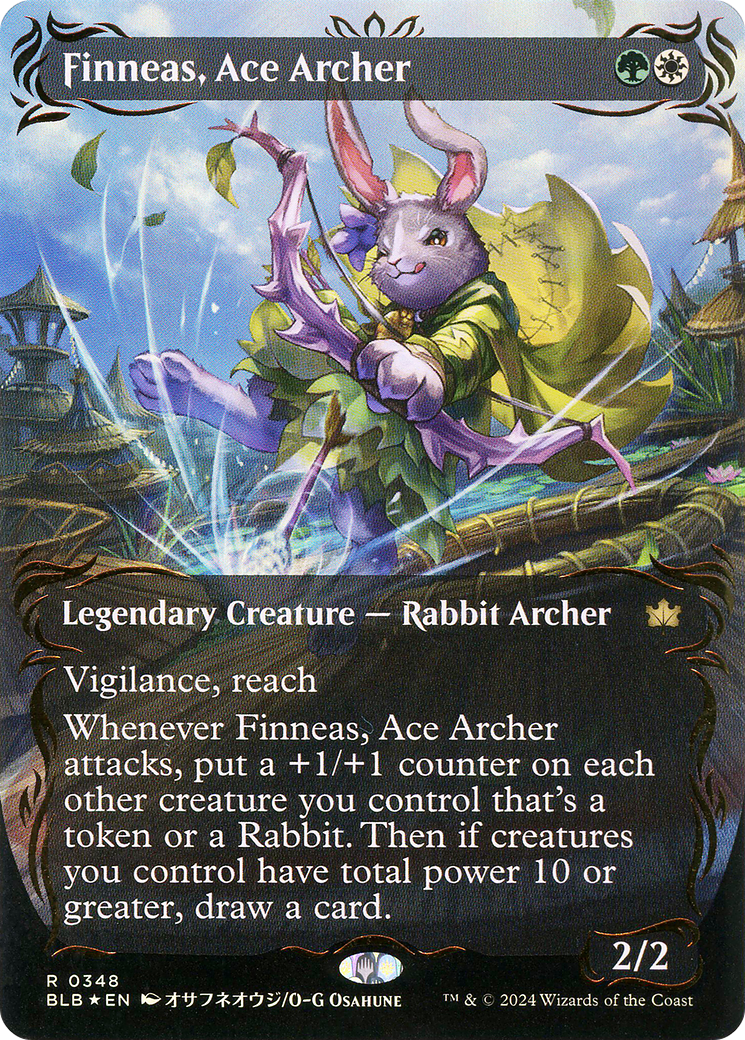 Finneas, Ace Archer (Borderless) (Raised Foil): (Showcase) [Bloomburrow] Foil
