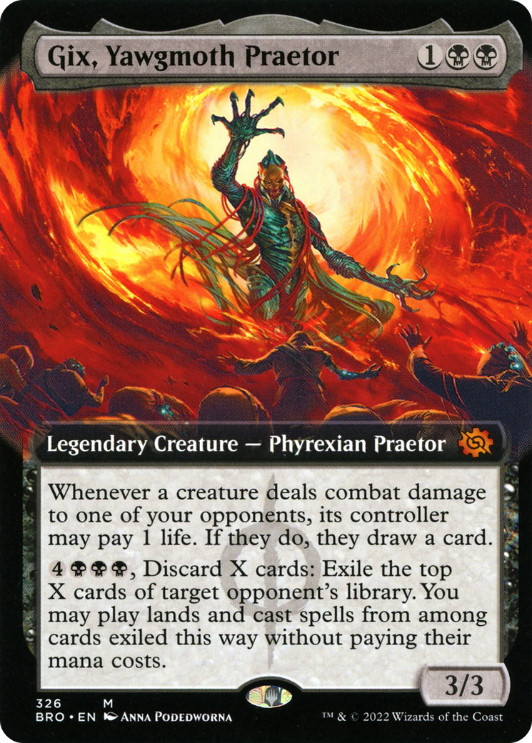 Gix, Yawgmoth Praetor (Extended Art): (Extended Art) [The Brothers' War]