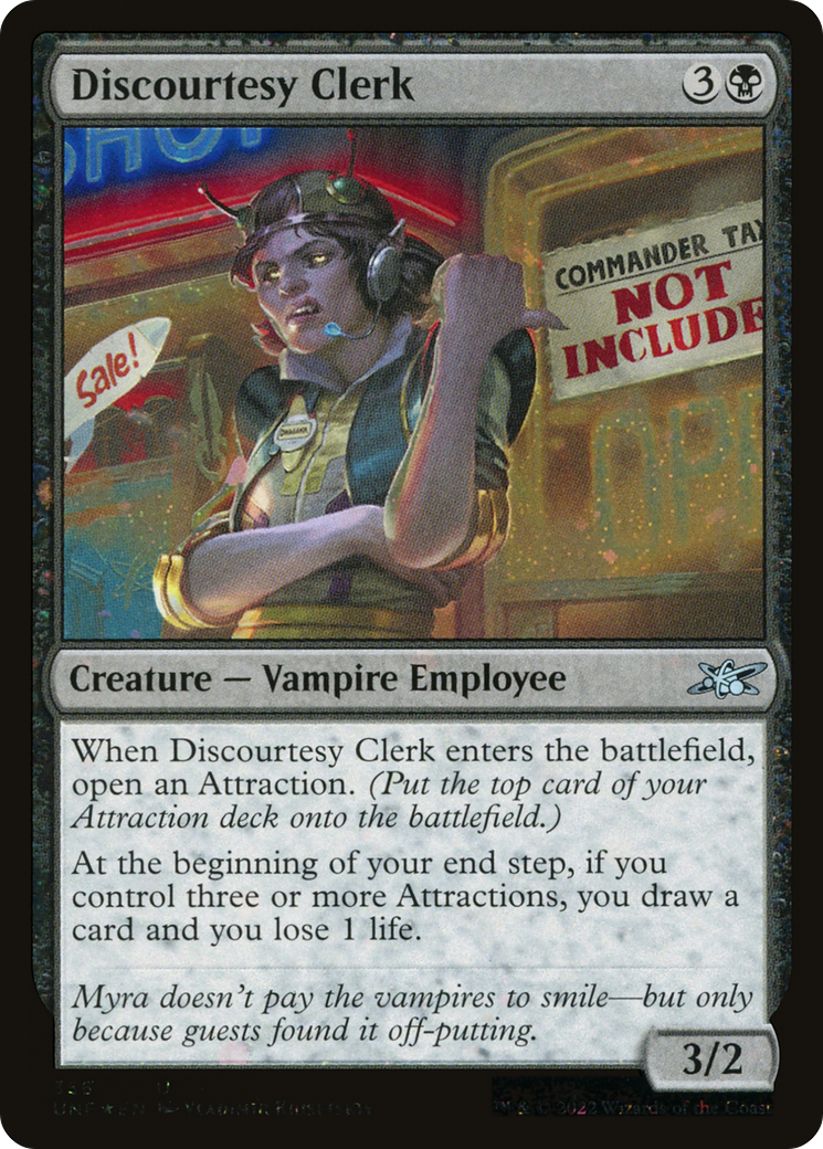 Discourtesy Clerk (Galaxy Foil) [Unfinity] Foil