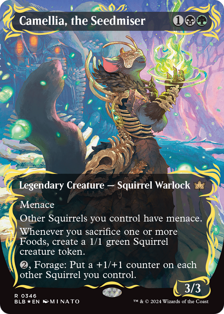 MTG 種選奴、カメリア レイズドfoil ブルームバロウ Camellia, the Seedmiser (Borderless) (Raised Foil) [Bloomburrow]