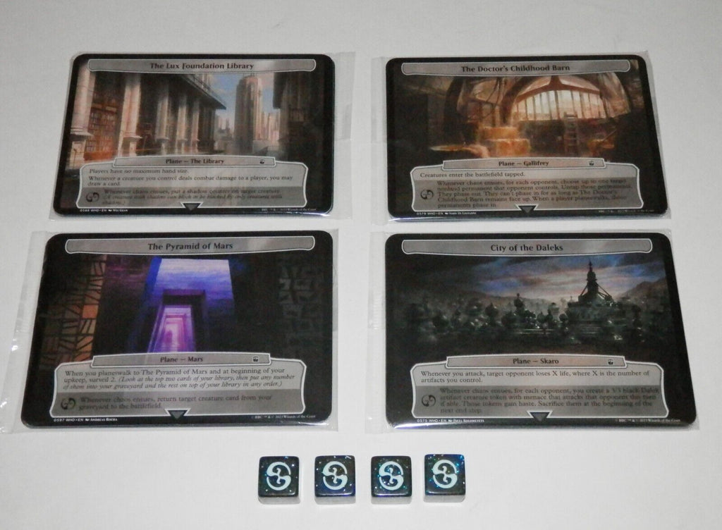 mtg dr who planechase cards Doctor Who MTG Planechase Cards - All 40 With 4 Dice - Complete Set