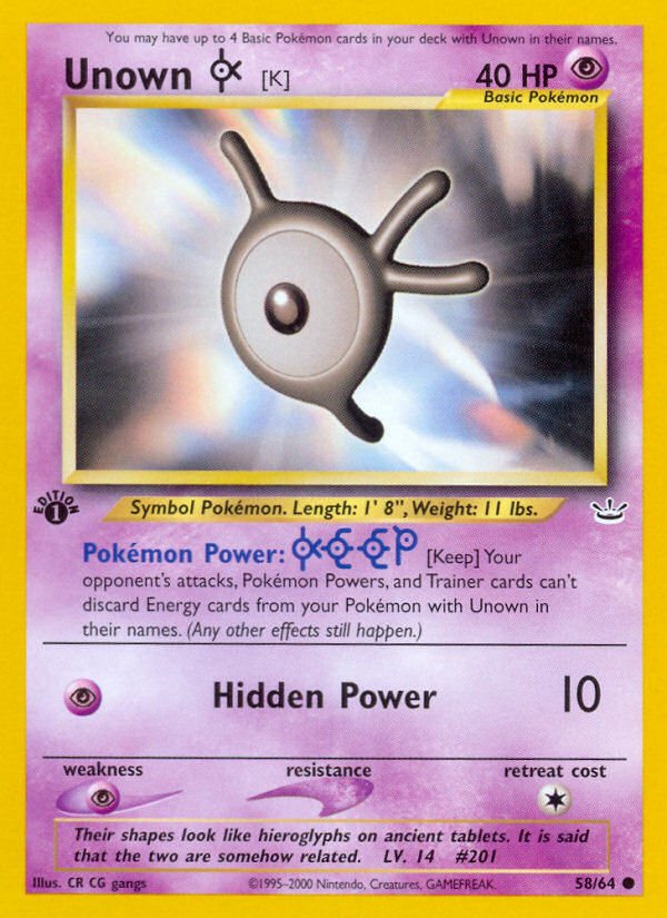 Unown (K) (58/64) [Neo Revelation 1st Edition]