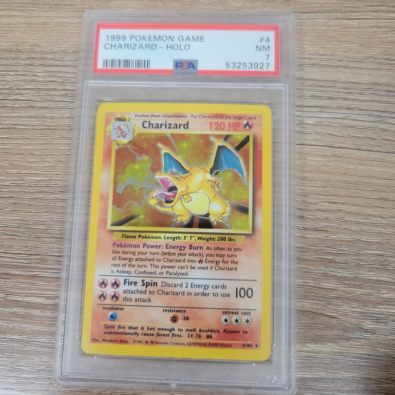 PSA 7 NM - Charizard 4/102 Unlimited Base Set Holo Pokemon PSA 7 NM - Charizard 4/102 Unlimited Base Set Holo Pokemon
