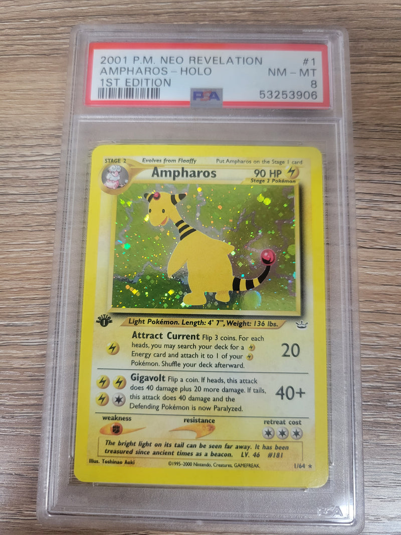 PSA 8 NM-MT Ampharos 1/64 1st Edition Pokemon Neo Revelation