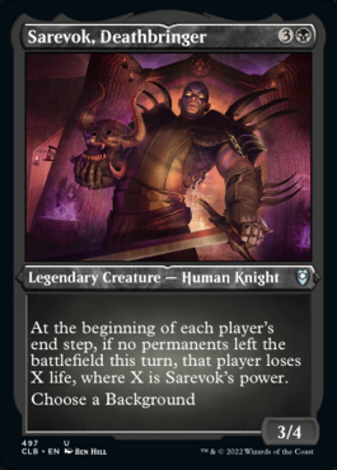 baldur's gate 3 mtg cards Sarevok, Deathbringer (Foil Etched) [Commander Legends: Battle for Bal