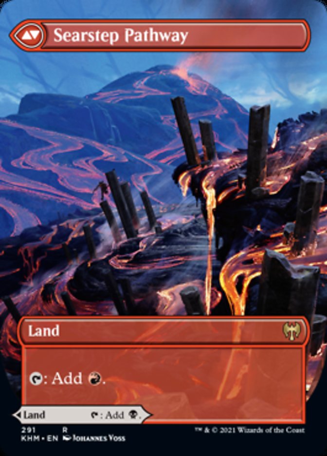 pathway cards mtg Blightstep Pathway // Searstep Pathway (Borderless Alternate Art) [Kal