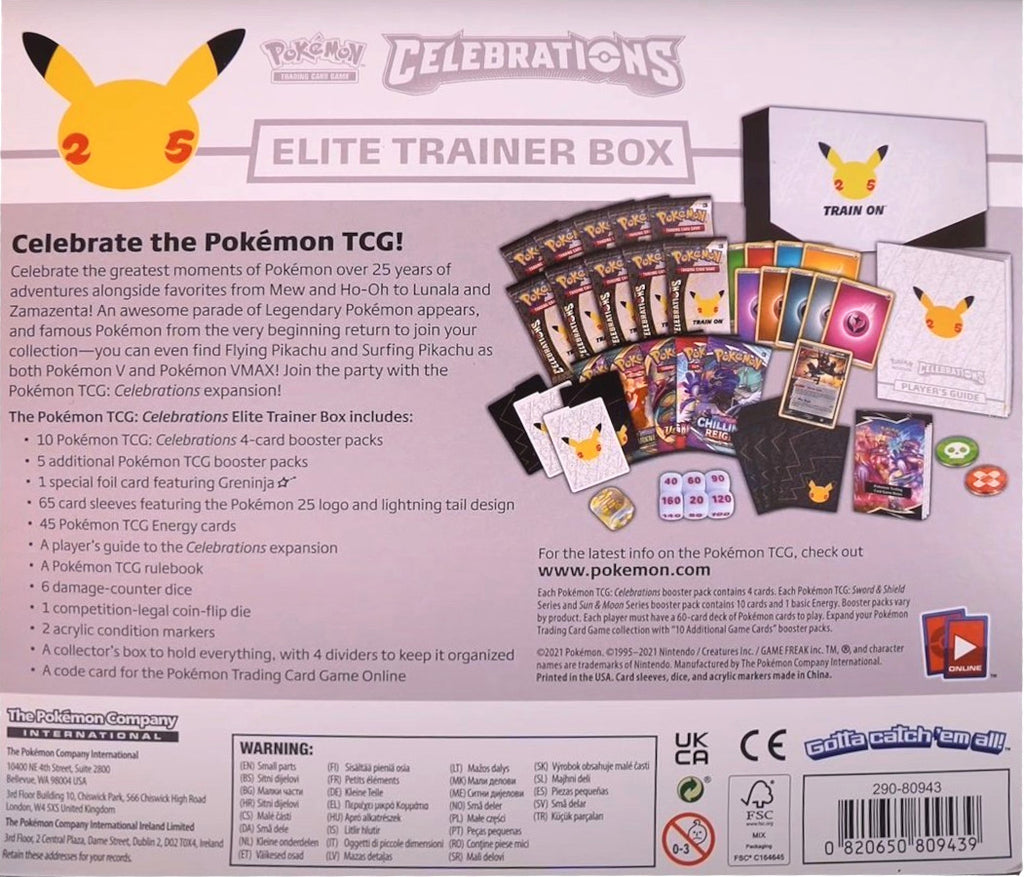 Original Trainer Collectible Modern Folding Knives Pokemon Celebrations 25th Anniversary Elite Trainer Box New & Sealed, Includes Sleeves, Dice, Boosters, Pikachu & Greninja Pokemon Etb Original Trainer Collectible Modern Folding Knives Pokemon Celebrations 25th Anniversary Elite Trainer Box New & Sealed, Includes Sleeves, Dice, Boosters, Pikachu & Greninja Pokemon Etb