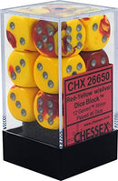 Chessex D&D Dice-16mm Gemini Red-Yellow/Silver Plastic Polyhedral Dice Set (26650)
