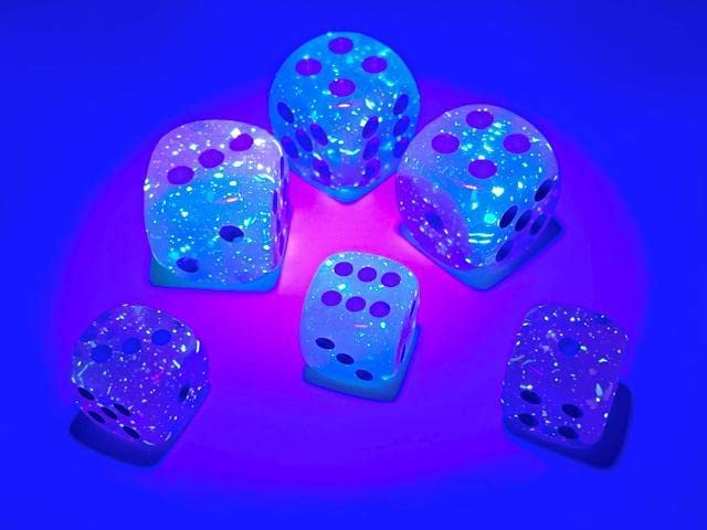Chessex (26664) Gemini Gel Green-Pink/blue 16mm d6 Dice Block (12 Dice)
