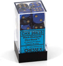 Chessex D&D Dice-16mm Gemini Black-Blue/Gold Plastic Polyhedral Dice Set (26635)