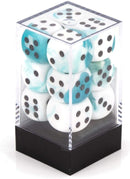 Chessex D&D Dice-16mm Gemini Teal-White/Black Plastic Polyhedral Dice Set (26644)