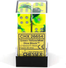 Chessex D&D Dice-16mm Gemini Green-Yellow/Silver Plastic Polyhedral Dice Set (26654)