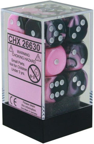 Chessex D&D Dice-16mm Gemini Black-Pink/White Plastic Polyhedral Dice Set (26630)