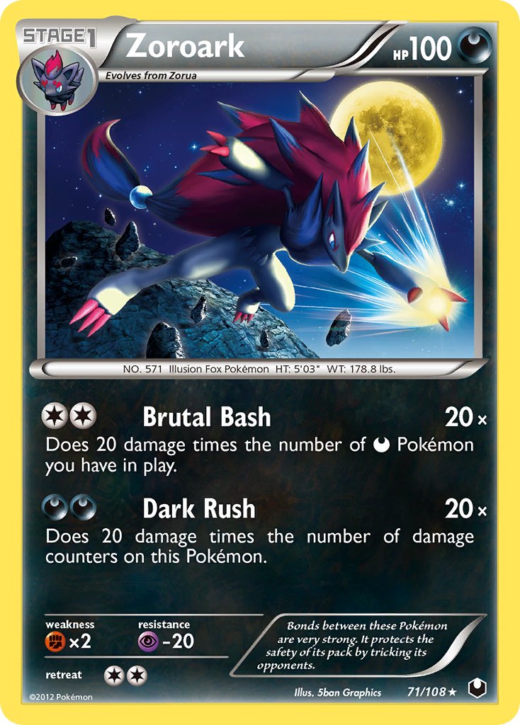 Zoroark (71/108) (Cracked Ice Holo) (Theme Deck Exclusive) [Black & Wh