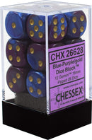 Chessex D&D Dice-16mm Gemini Blue-Purple/Gold Plastic Polyhedral Dice Set (26628)