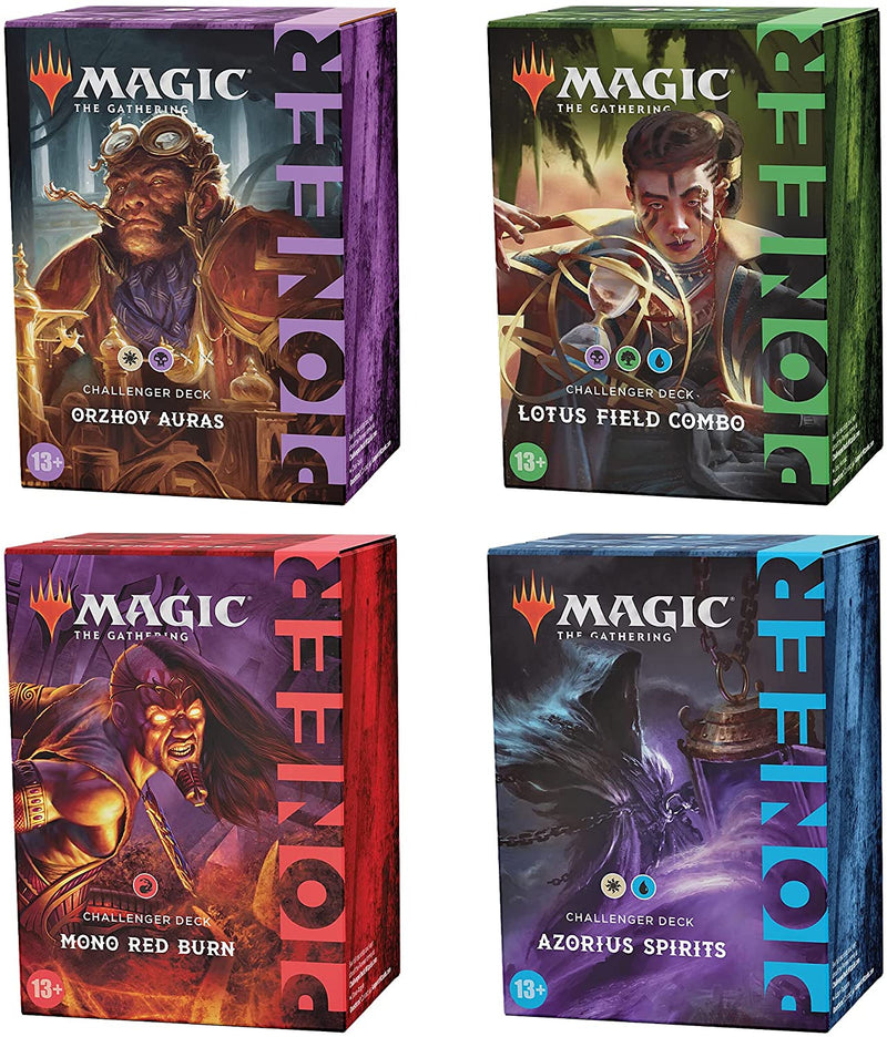 Pioneer Challenger Decks 2021 Bundle | All 4 Decks | Azorius Spirits + Orzhov Auras + Mono Red Burn + Lotus Field Combo Pioneer Challenger Decks 2021 Bundle | All 4 Decks | Azorius Spirits + Orzhov Auras + Mono Red Burn + Lotus Field Combo